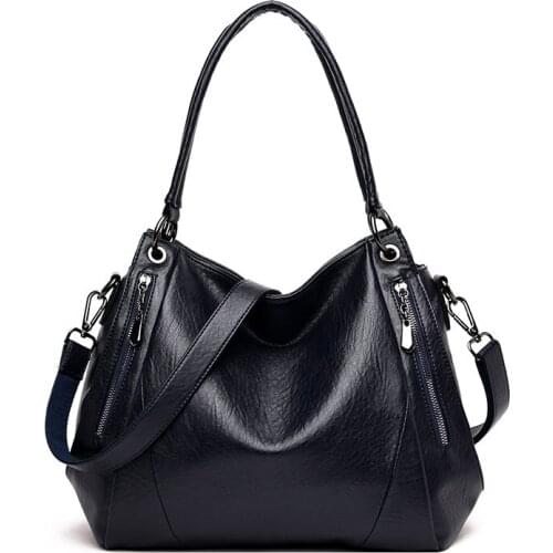 2021 New Women Leather Handbags Vintage Crossbody Shoulder Bags Female a Main Solid Big Tote Bags Ladies Top-Handle Bag