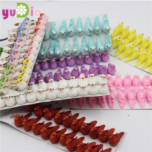 4pcs 4.5*2cm Foam Artificial Bird Flower Supplies For Wedding Christmas Tree Decoration DIY Scrapbooking Wreath Fake Flowers