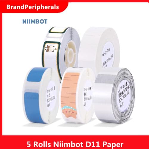 5 Rolls Niimbot D11 Label Printer Label Paper Thermal Printing Paper Name Price Size Barcode Sticker Waterproof Tear Resistant