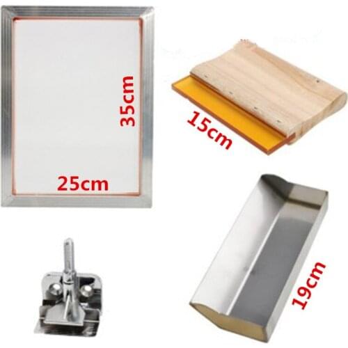 5Pcs/Set Screen Printing Kit 120T Silkscreen Mesh Aluminum Frame + Hinge Clamp Emulsion Scoop Coater + Squeegee Diy Tool Parts