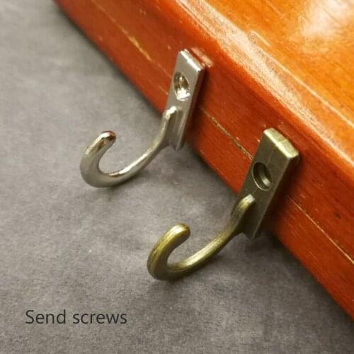 5pcs Retro Hook Single Wardrobe Clothes Metal Hook Zinc Alloy Home Towel Hanger Bathroom Wall Hook Rack Clothes Hook Send Screws