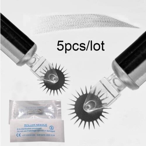 5pcs Semi Permanent Makeup Disposable Microblading Needle Roller Easy Color Microblading Blades for Fog Eyebrow Neddles 6.3mm