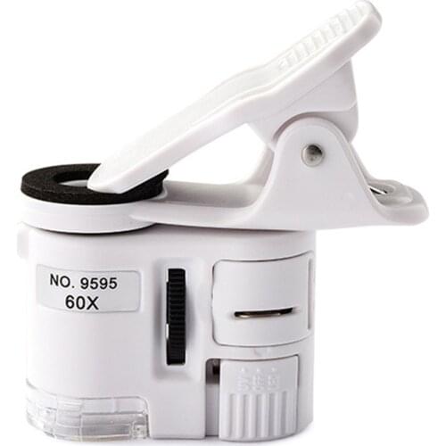 60X Portable Magnifier Mini Portable Smartphone Microscope With LED Light Micromirror New Mobile Phone Lens