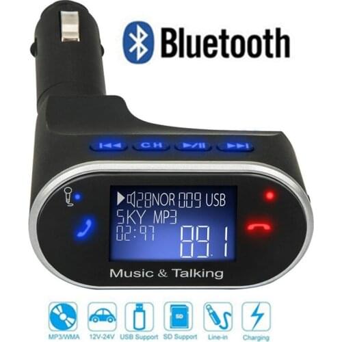 Remote Control Handsfree Car Kit Wireless Bluetooth FM Transmitter Modulator Car Charger AUX MP3 Player Support SD/TF Card