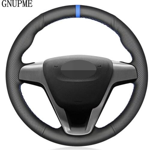 DIY Hand-stitched Soft Black Artificia Leather Car Steering Wheel Cover for Lada Vesta 2015-2019 Xray 2015-2019