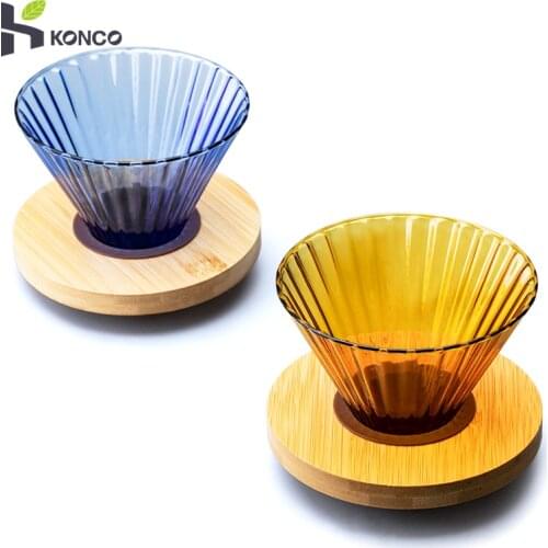 Glass Coffee Funnel Dripper Wooden V60 Brackets Glass Coffee Funnel Dripper Glass Coffee Filter Reusable Coffee Filters