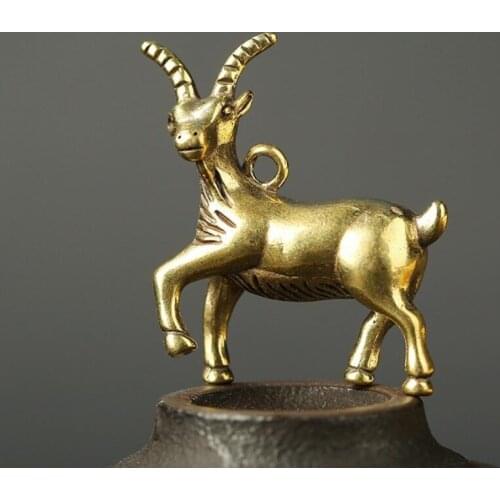 Chinese pure brass Zodiac sheep small crafts statue