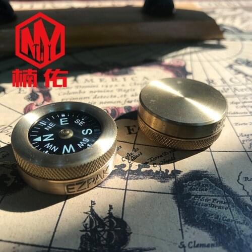 EDC Compass High Quality Camping Hiking Brass Golden Yellow Compass Portable Compass Outdoor Activities