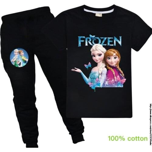 Kid set clothing T Shirt Summer Childrens Frozen Elsa Pants Babys Set 2Pc Children Suit T Shirt Disney Pant Casual set