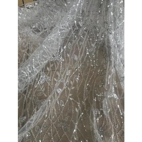 Lovely embroidery net lace with beads soft tulle mesh lace SYJ-92887 with best quality