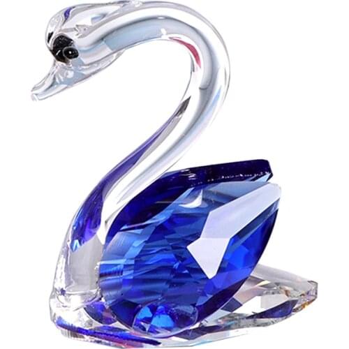K9 Handmade Crystal Swan Miniature Animal Figurine Crystal Craft Wedding Gift Glass Home Decor Ornament Birthday Gift
