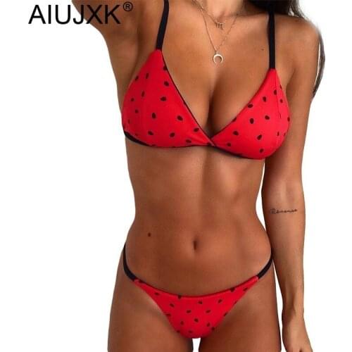 AIUJXK New Arrival 2019 Summer Multicolor Print Bikini Women Beach Sexy Swimsuit Female Push Up Two Piece Triangle Swimwear