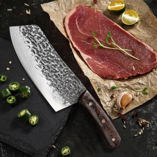 7" Chef Knife Handmade Forged Slicing Knife Stainless Steel Cleaver Chinese Kitchen Knife for Meat Fish Vegetables Butcher Knife