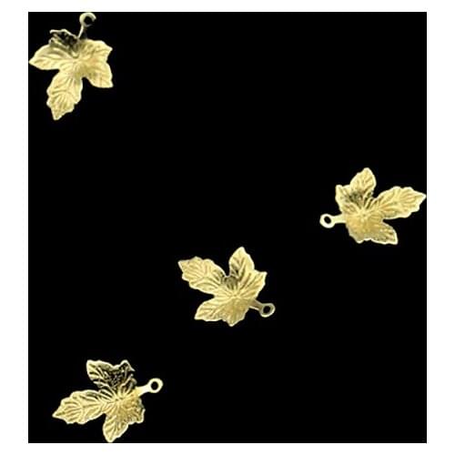 Single hanging polished brass small leaf pendant fashion female earrings necklace bracelet jewelry accessory making
