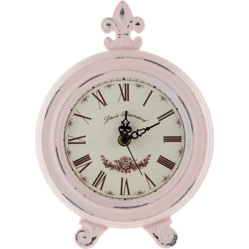 Simple Life Vintage Wood Clock European Style Table Clock Home Decor Pink