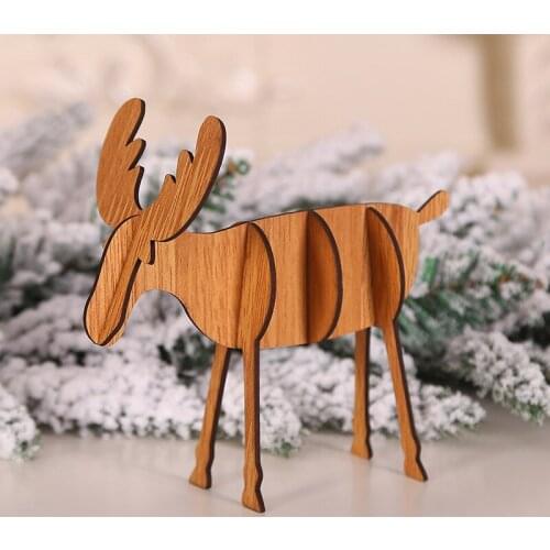 Christmas DIY Wooden Deer Pendant/Assembling Christmas Decorations Wooden Pendants Kid Gift Two Size Elk Desktop Decoration Noel
