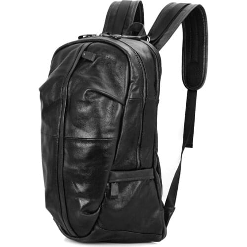 Luufan Soft Sheep Skin Leather Backpack Fashion Casual Daypack Men Women Travel Backpack Black Mens Leather Bagpack School Bag