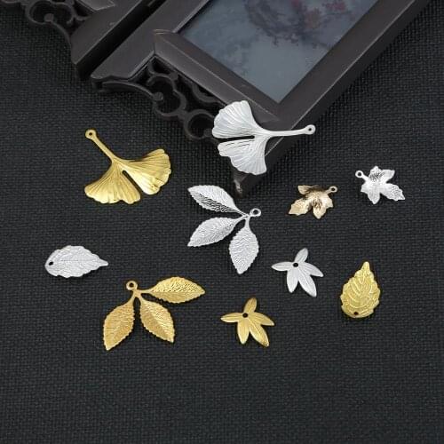 20/10pcs Brass Metal Leaf Charms Connector for DIY Earring Necklace Jewelry Findings Making Craft Jewelry Gift