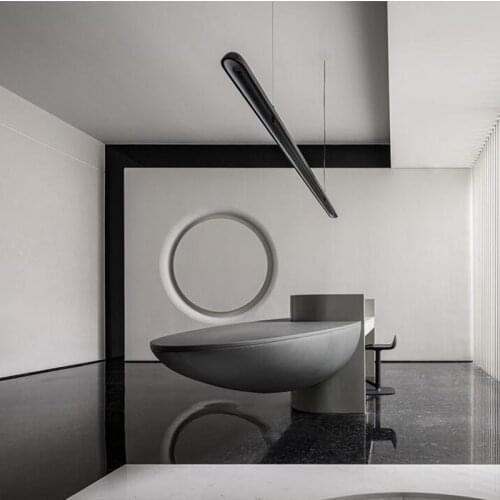 Modern and simple Chinese style long wooden chandelier restaurant living room booth exhibition hall personality chandelier