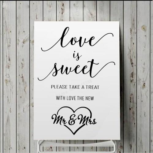 TAKE A TREAT Wedding Vinyl Decal Love Is Sweet With Love Words Wallpaper Mr & Mrs Party Welcome Sign Wall Stickers Decor LL1151