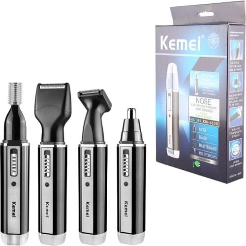 Kemei 4 in 1 Rechargeable Nose Hair Trimmer Electric Hair Trimmer Mens Ear Nose Hair Cutter Beard Shaver Eyebrows Tool