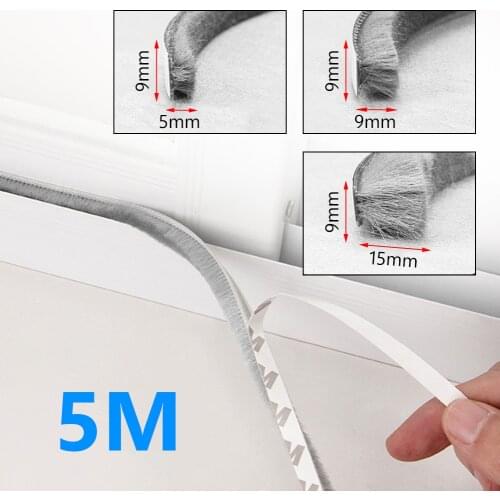 5M Door Sealing Strip Brush Sliding Window Frame Weather Strip Draft Stopper Door Weather Stripping Tape Anti-Dust Felt Pile