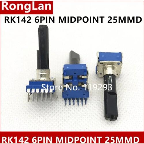 RK12 B10K RK1112G2H 142 vertical double potentiometer with midpoint long handle 6PIN 25MMF L=32.5MM-10pcs