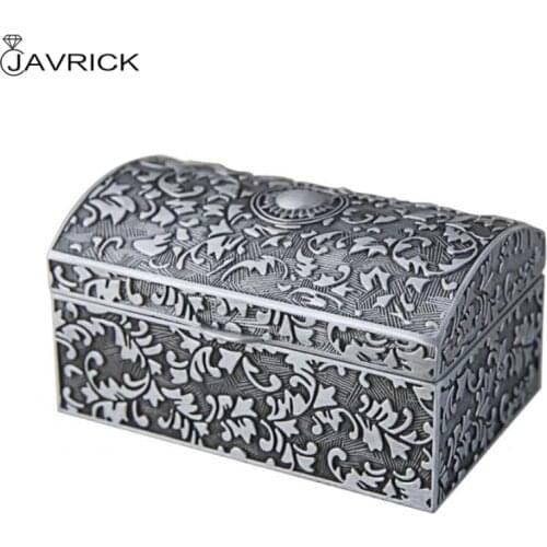 Vintage Metal Jewelry Box Small Trinket Storage Organizer Box Chest Ring Storage Case