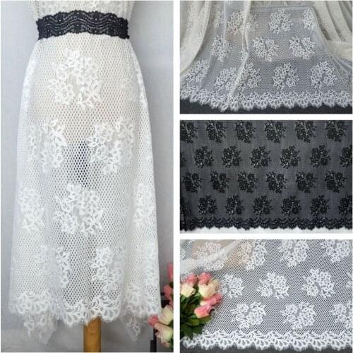 High quality hollow flower brocade cotton eyelash lace lace fabric DIY accessories Free Shipping