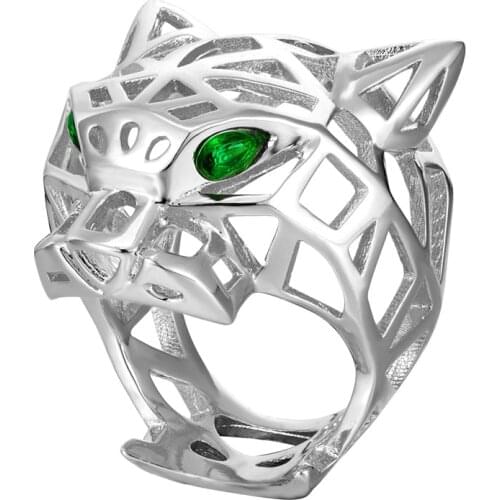 Zlxgirl jewelry Hot Sale Men ring jewelry brand Rhodium silver plated color leopard animal copper rings fashion men wedding ring