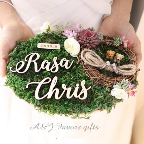 1pcs lot personalized Forest Rustic theme Handmade wedding ring bearer pillow Engagement Marriage custom ring cushion