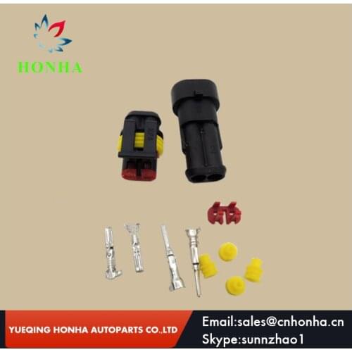 10sets/lot 282104-1 282080-1 2 Pin/Way AMP Superseal Sealed HID Waterproof Electrical Wire Auto Connector Plug Socket Housing