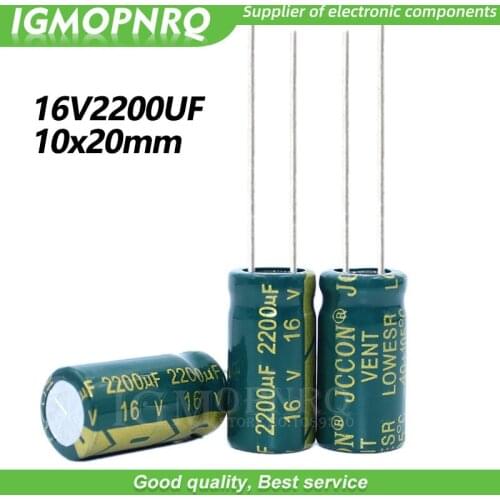 10PCS 16V2200UF 10*20mm igmopnrq Aluminum electrolytic capacitor high frequent low impedance 10x20mm