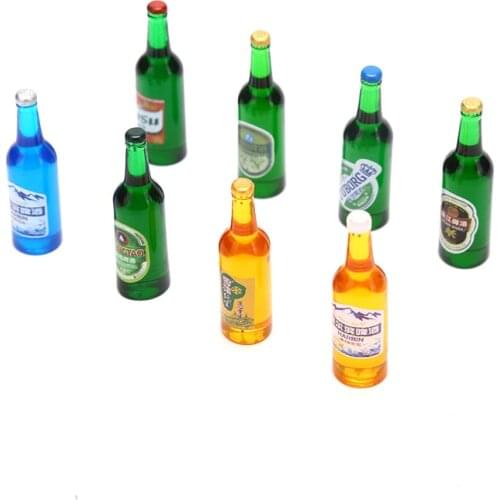10 Pcs Mini Wine Bottles Beer Drink Bottles Dollhouse Accessories Miniatures Doll Food Kitchen Living Room Pretend Play Toys