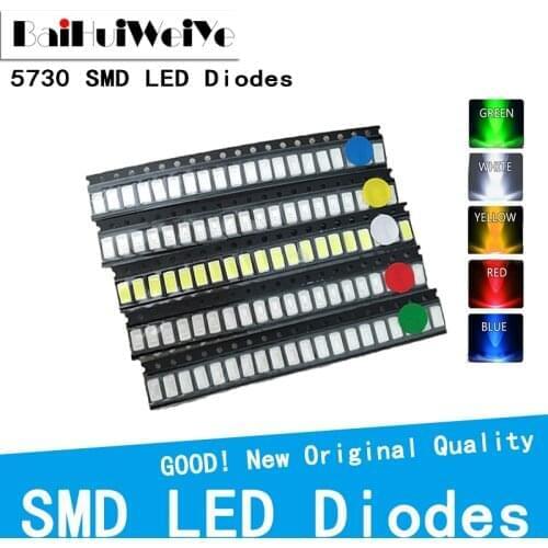 100PCS/LOT 5730 5630 Highlight SMD LED Diode Diodo 3V-3.3V White Red Green Blue Yellow 5.7*3.0 Surface Mount Light Emitting Diod