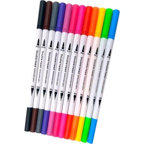 12 Colors Watercolor Dual Tip Brush Pen Set for Kids ACID FREE ODORLESS