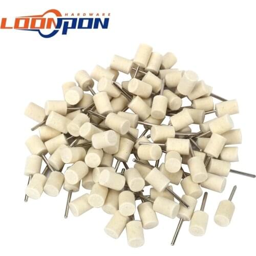 50pcs 3-20mm Cylindrical Wool Felt Polishing Grinding Head Polishing Wheel Grinding Pad For Rotary Tool Buffing Wheel Shank 3mm