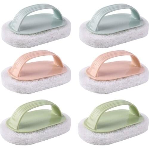 6 Pcs Cleaning Brush Sponge Cleaning Sponge with Handle Decontamination Bathtubs Brush for Home Kitchen Bathroom Bathtub