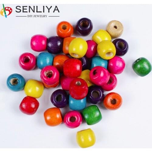 9 Colors 20/40Pcs/Lot Large Hole Wooden Beads Making DIY Bracelet Necklace 11*12mm 16*17mm Loose Beads Jewelry Accessories