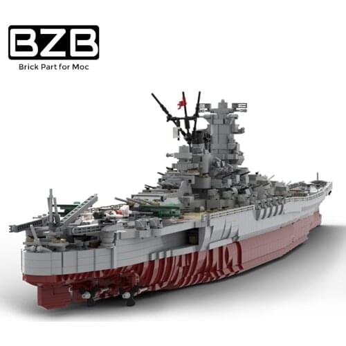 BZB MOC Creative Warship Navy Aircraft IJN Japan Yamato 1:200 Ship Building Block Model Kids Boys DIY Educational Toys Best Gift