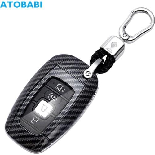 ABS Car Key Case Carbon Pattern Remote Control Keychain Protector Cover For Lincoln Continental MKC MKZ MKX Nautilus Navigator