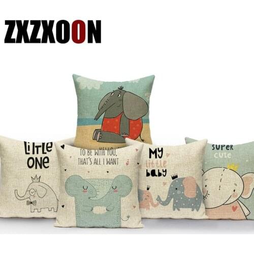 Decorative Throw Pillows Case Cute Cartoon Lovely Animals Elephant Polyester Sofa Home Pillow Cushion Cover Pillowcase