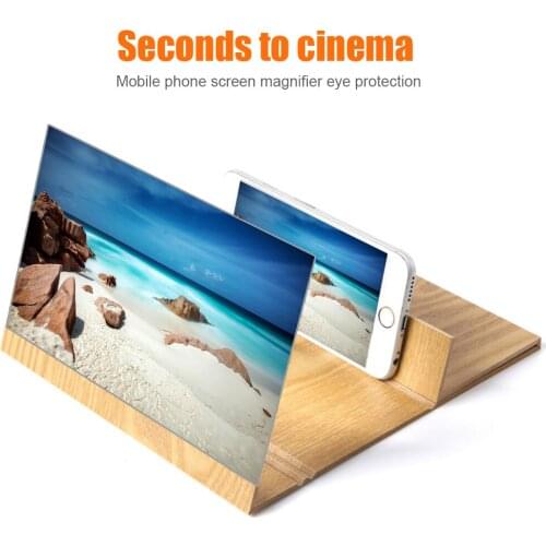 Wooden 3D Screen Amplifier 12 Inch HD Video Amplifier for Smartphone Stand Eyes Protection Mobile Phone Magnifier Holder