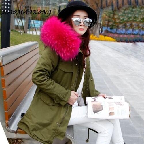 Long Winter Jacket Women 2017 Large Raccoon Fur Hooded Coat Parkas Outwear Detachable Lining Fashion Brand Free DHL Shipping