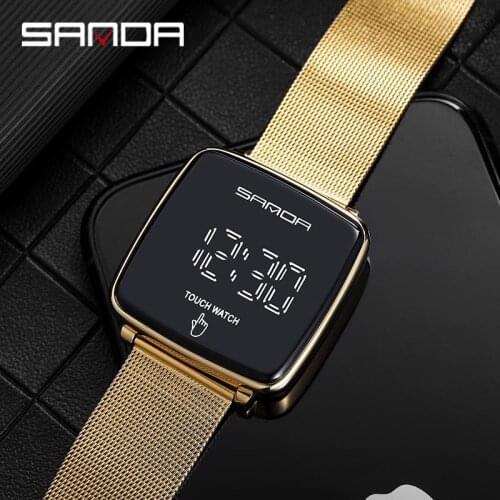 Hot Sale Students Digital Watches 2021 Suitable For Girls And Boys Sanda 8009 Lady For Watches Week Display Square Touch Screen