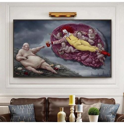 McDonalds Parody Creation Of Adam Posters And Prints Canvas Art Painting On Wall Art Funny Picture For Restaurant Snack Bar