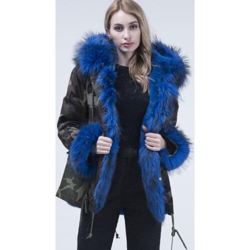 JANEFUR Parka Coat Women With a Fur Collar Detachable Outerwear Multi-colored