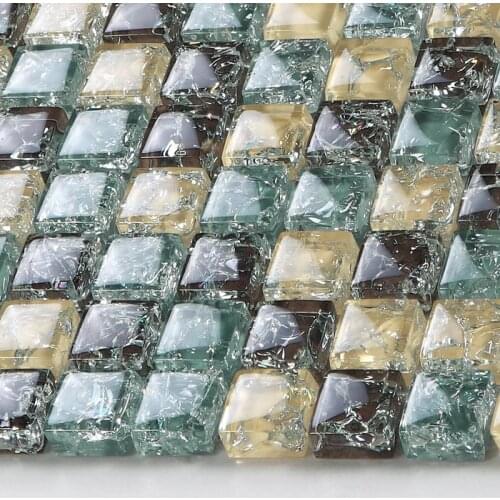 Square ice crackle glass mosaic tiles kitchen backsplash tile bathroom shower fireplace hallway tiles