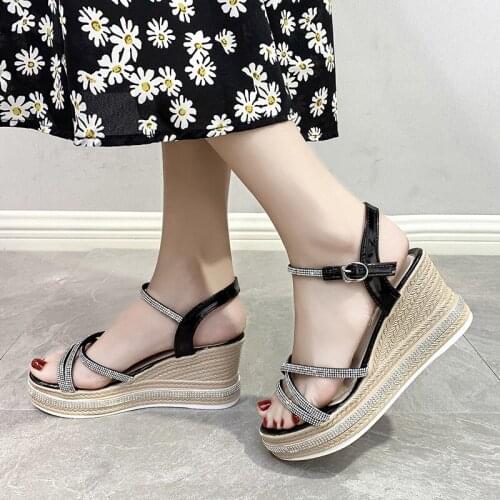 Summer High Heels Women Wedges Sandals Fashion Buckle Strap Casual Sandals Party Street Design Fashion Ladies Shoes and Sandals