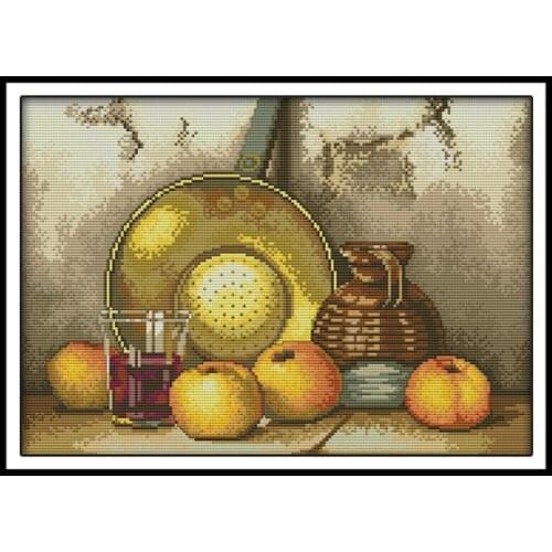 Joy Sunday Stamped Cross Stitch Kits Printed Fabric Aida 14CT 11CT DIY Handmade Embroidery Kits Fruit Patterns Needlework Sets